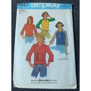 Simplicity Misses Top Sewing Pattern sz 12-14 7847 - uncut